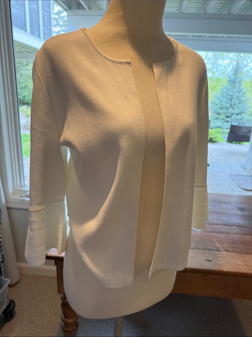 Elegant Women's Open-Front Cream Cardigan Sweater